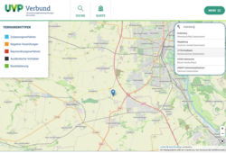 Abb. 8: UVP-Portal der Länder - Nominatim-Suchdienst im Kartenclient (https://www.uvp-verbund.de/kartendienste, 11.08.2023)