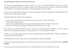 Abb. 1: Meldung im Geoportal Rheinland-Pfalz zum QGIS Plugin (https://www.geoportal.rlp.de/article/Meldungen/, 22.01.2024)
