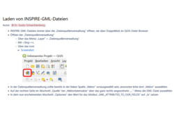 Abb. 3: Kurzanleitungen: QGIS für INSPIRE im GDI-DE Wiki (https://wiki.gdi-de.org/pages/viewpage.action?pageId=1165492229#Kurzanleitungen:QGISf%C3%BCrINSPIRE-LadenVonInspireGmlDateienLadenvonINSPIRE-GML-Dateien, 26.01.2024)