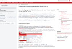 Abb. 1: Rahmenbedingungen der Präsentation kommunaler Good Practice-Beispiele im GDI-DE-Wiki (https://wiki.gdi-de.org/display/AG/Kommunale+Good+Practice-Beispiele+in+der+GDI-DE#KommunaleGoodPracticeBeispieleinderGDIDE-ZudiesemDokument, 17.01.2023)