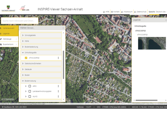 Abb. 3: INSPIRE-Viewer Sachsen-Anhalt, ATKIS DOP20, https://www.geodatenportal.sachsen-anhalt.de/mapapps/resources/apps/inspireviewer4/index.html?lang=de, 26.01.2024)