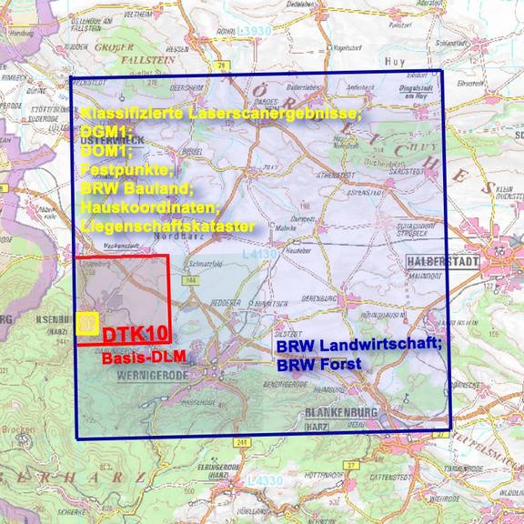 Lage des Testdatengebietes © LVermGeo